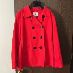 Red Old Navy Peacoat, never worn, Size S